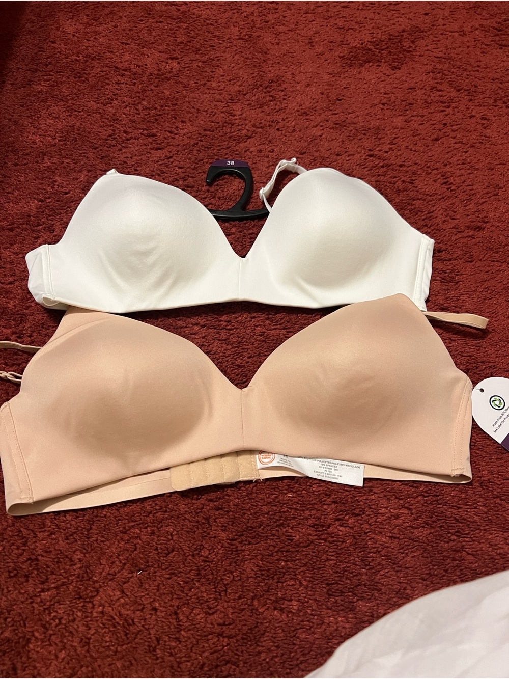 wonder nation Strapless Seamless Bandeau Bra Set in White & Nude